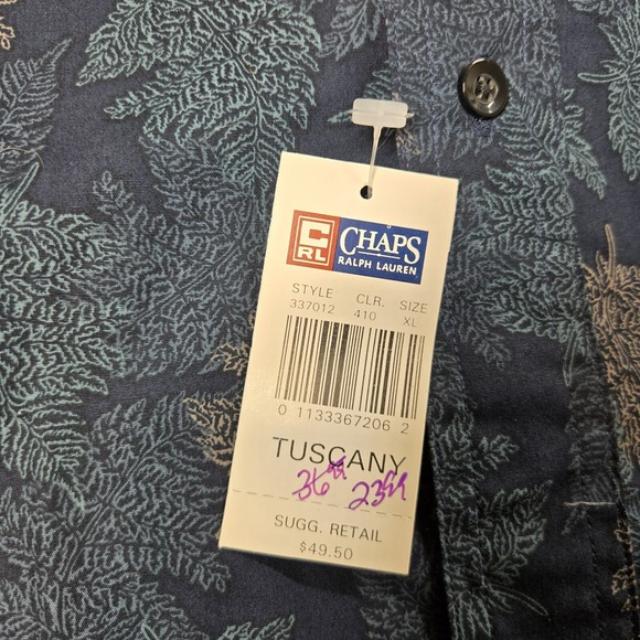 Chaps Ralph Lauren Tuscany Shirt Mens XL All Over Leaf Print New NWT‎ - Picture 6 of 15